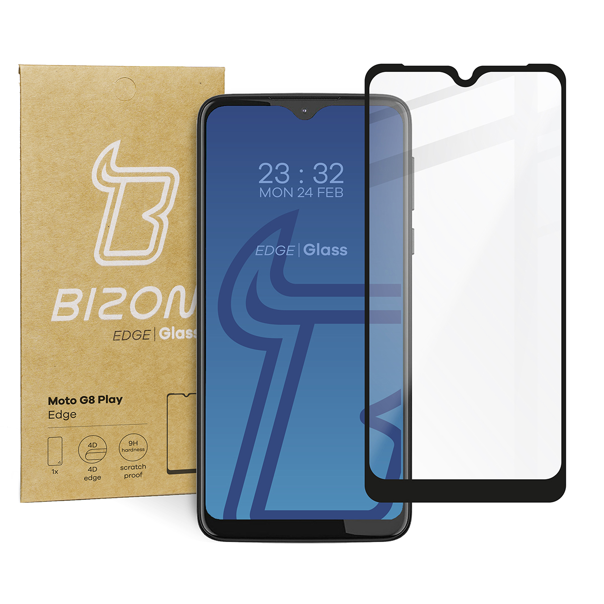 Szkło hartowane Bizon Glass Edge dla Moto G8 Play, czarne.